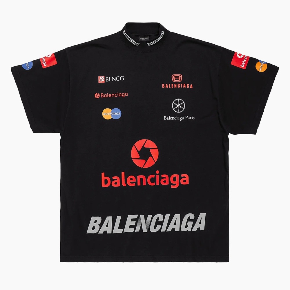 Balenciaga Top League tee Racing Logo Shirt size 2 NWOT